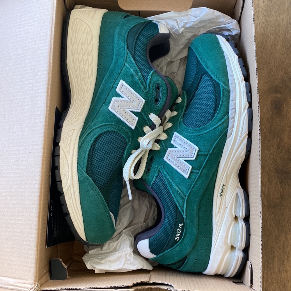 New Balance 2002R forest green shoes